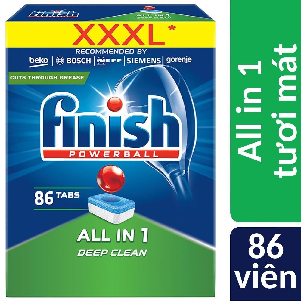 VIÊN RỬA BÁT FINISH ALL IN ONE HƯƠNG CHANH 86 VIÊN NHẬP KHẨU CHÍNH HÃNG