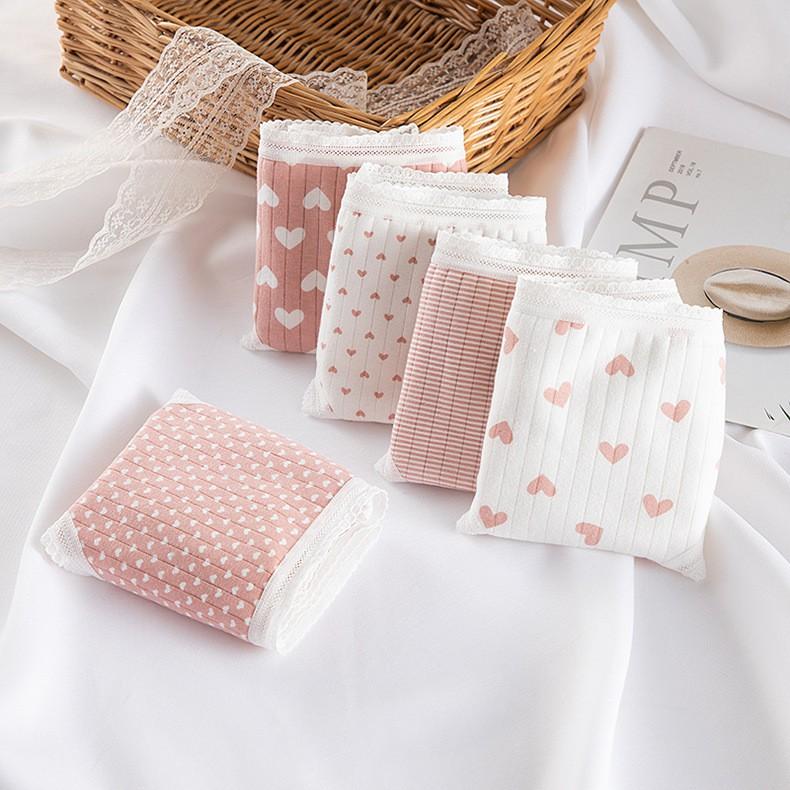 Quần Lót Cotton Tăm Co Dãn 4 Chiều Tim Hồng