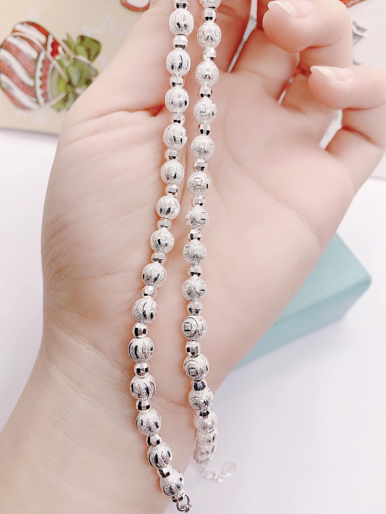 Lắc Tay Nữ Bạc Hiểu Minh LTU522 Bi Tròn Bạc Ý
