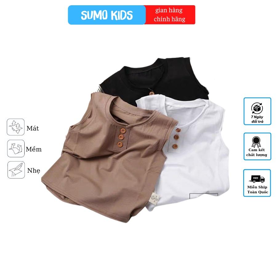 Áo Ba Lỗ Cúc Ngực Mùa Hè Thoáng Mát Cho Bé Trai Bé Gái, Đồ Bé Trai Sát Nách Từ 8-28kg - SUMO KIDS