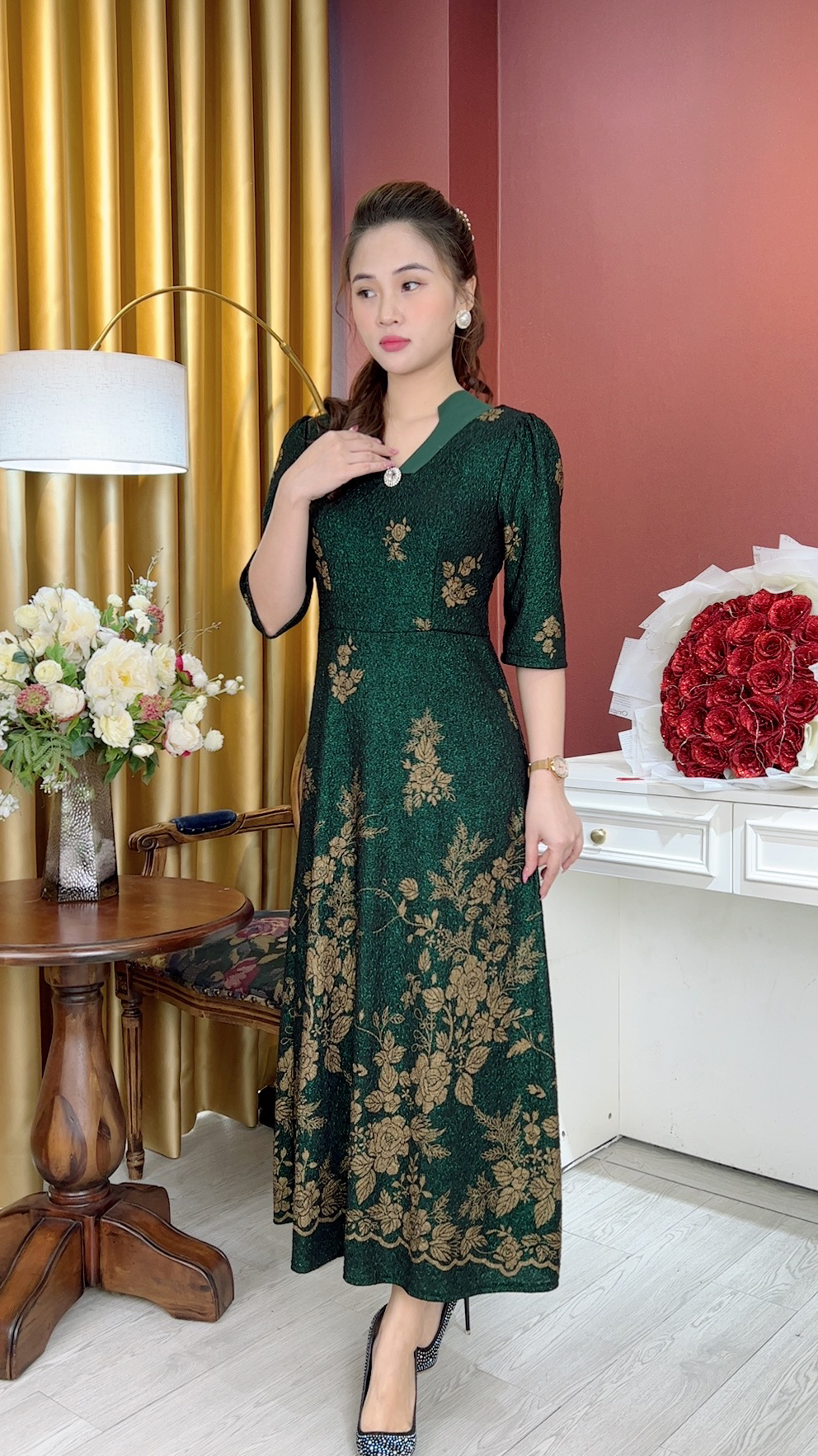 Đầm Trung Niên [ Linh Trà ] (TM 1059) Trẻ Trung Thiết Kế Trang Nhã Thanh Lịch Bigsize Đi Làm Đi Tiệc Cho Bà Cho Mẹ U50