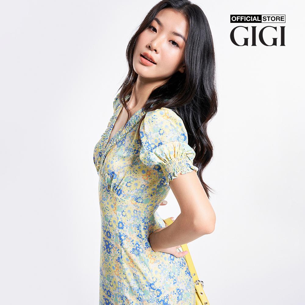 GIGI - Đầm midi cổ V tay ngắn xẻ tà thời trang G2102D233146