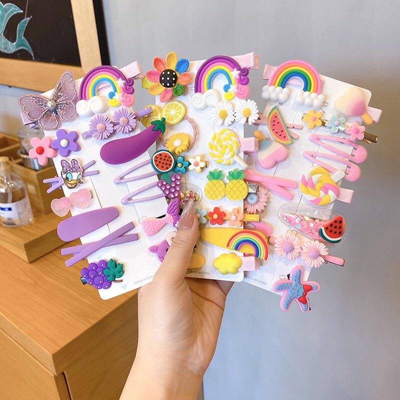 Set Kẹp Tóc 14 Món Nhiều Hình Kute Cho Bé Gái siêu cute, dễ thương