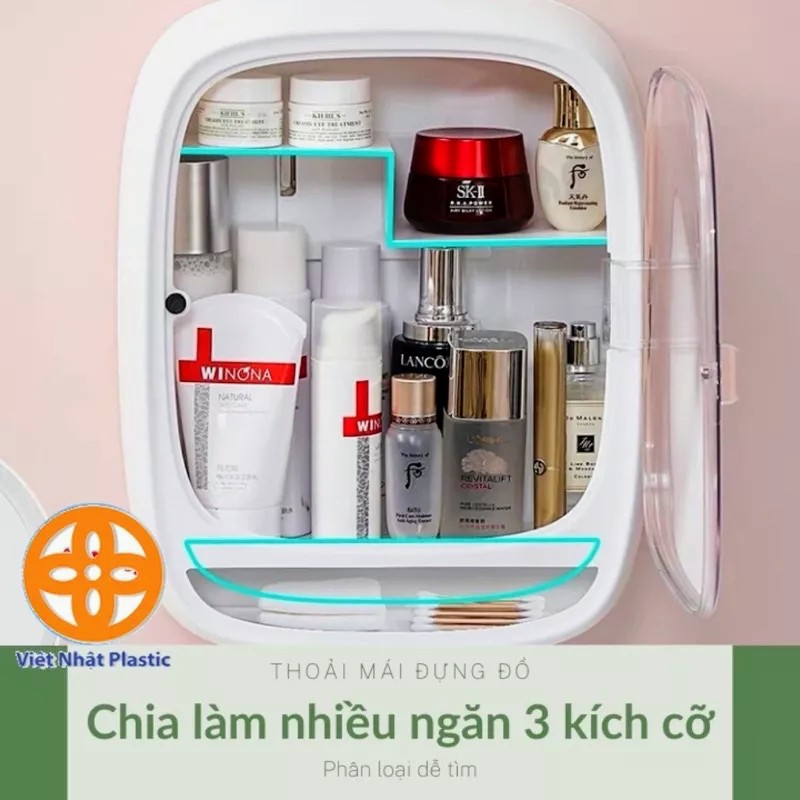 Kệ đựng mỹ phẩm treo tường, tủ đồ dán tường nhà tắm 2 ngăn có lắp đậy đa năng Hokori 3635. Bảo hành 12 tháng