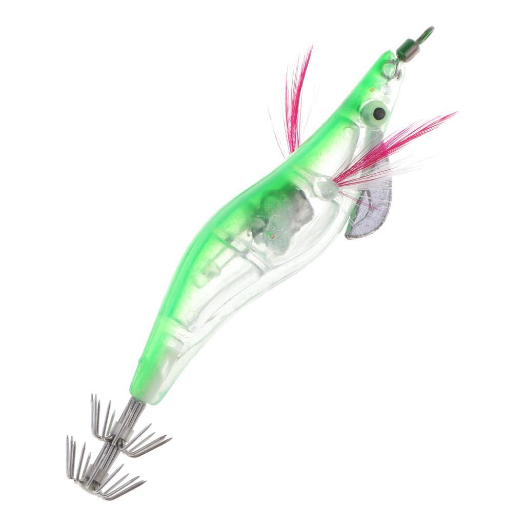 Glow In Dark Squid Jigs Hooks Green Shrimp Fishing Lures With Luminous Hook