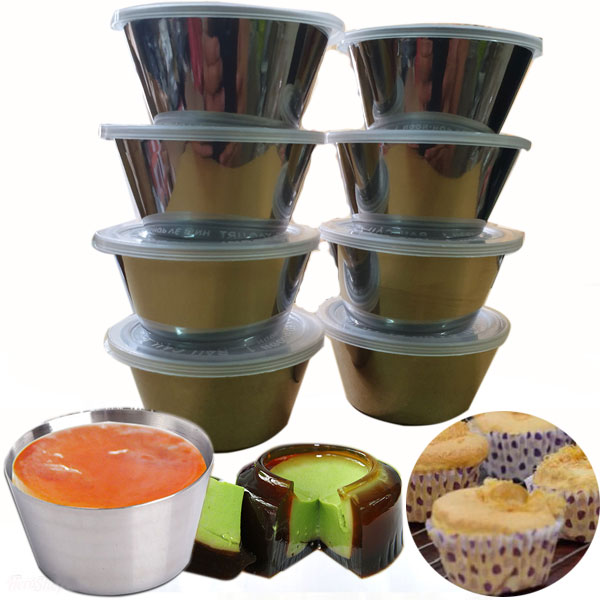Bộ 20 Khuôn Làm Bánh Inox 304 Có Nắp Làm Bánh Flan , Rau Câu , Cupcake, Làm Đá Không Gỉ
