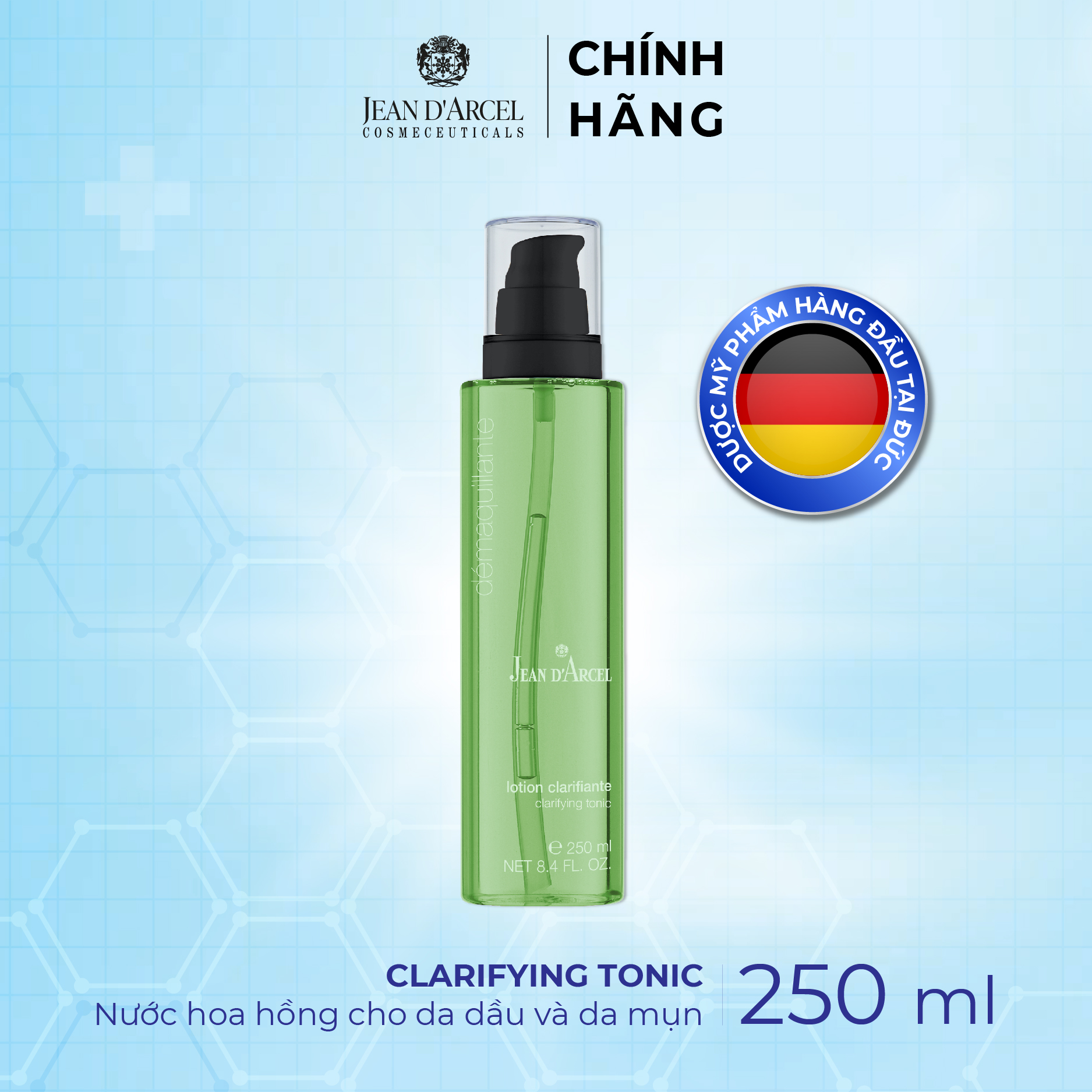 J02 Nước cân bằng cho da dầu và da mụn Demarquillante - Clarifying Tonic 250ml - Jean d'Arcel