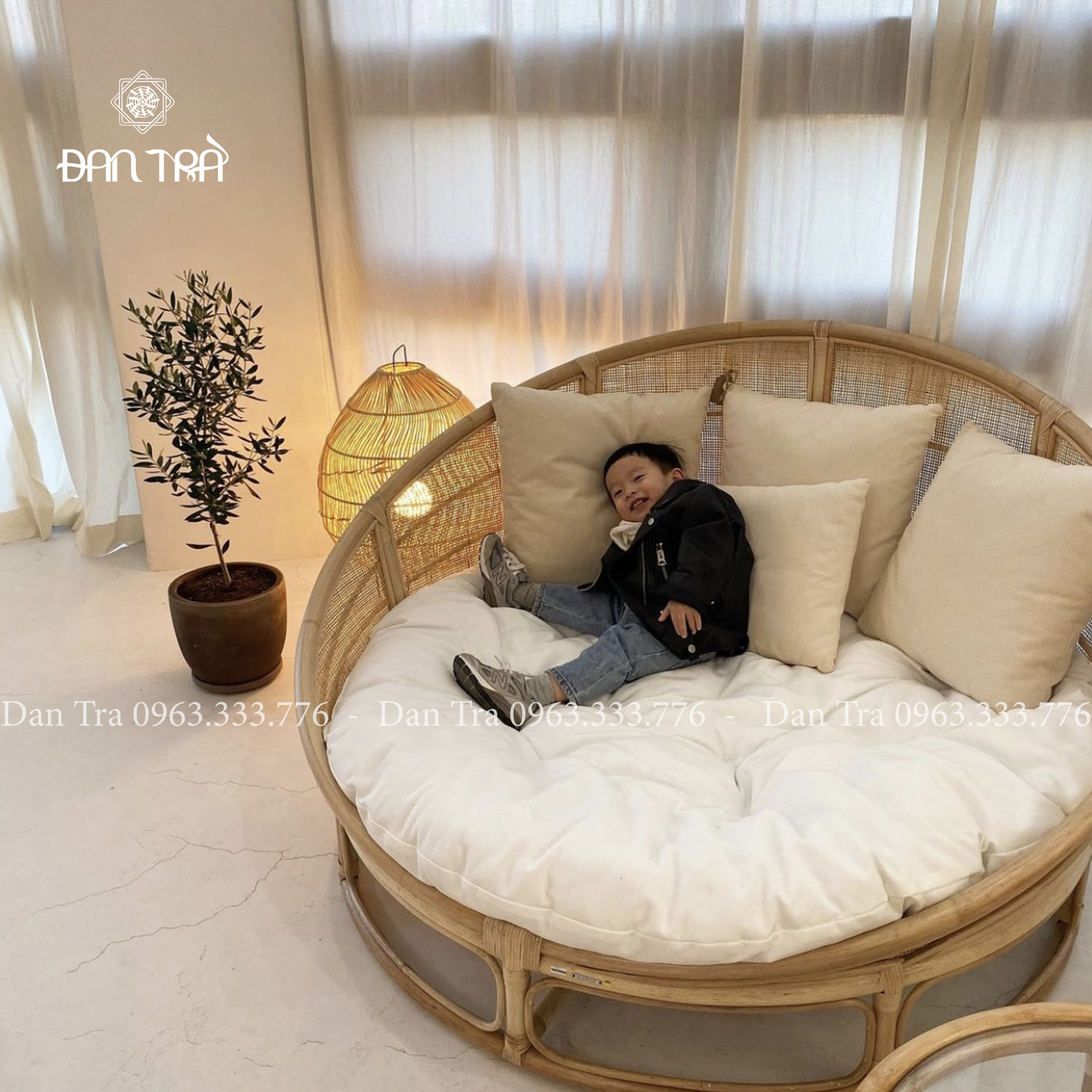 Ghế Mây Tròn Lười Thư Giãn- Ghế Mây Papasan Cách Tân Phong Cách Kiểu Hàn - Kích thước 1m4 form chuẩn truyền thống- Nội Thất Mây Tre Đan Gía Rẻ