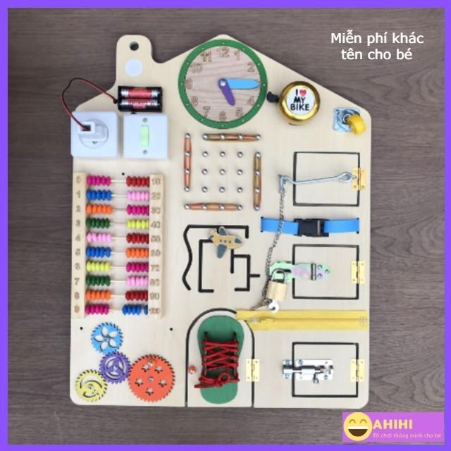 Đồ chơi bằng gỗ Bảng bận rộn Busy board cho bé từ 1-3 tuổi ,giúp bé phát triển toàn diện