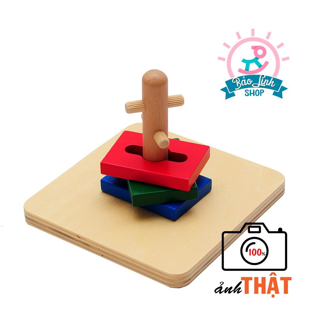 Đồ chơi gỗ cho bé 1 tuổi - Luồn cọc đơn - Giáo cụ Montessori 0-3 - BẢN CHUẨN - Kèm QUÀ TẶNG