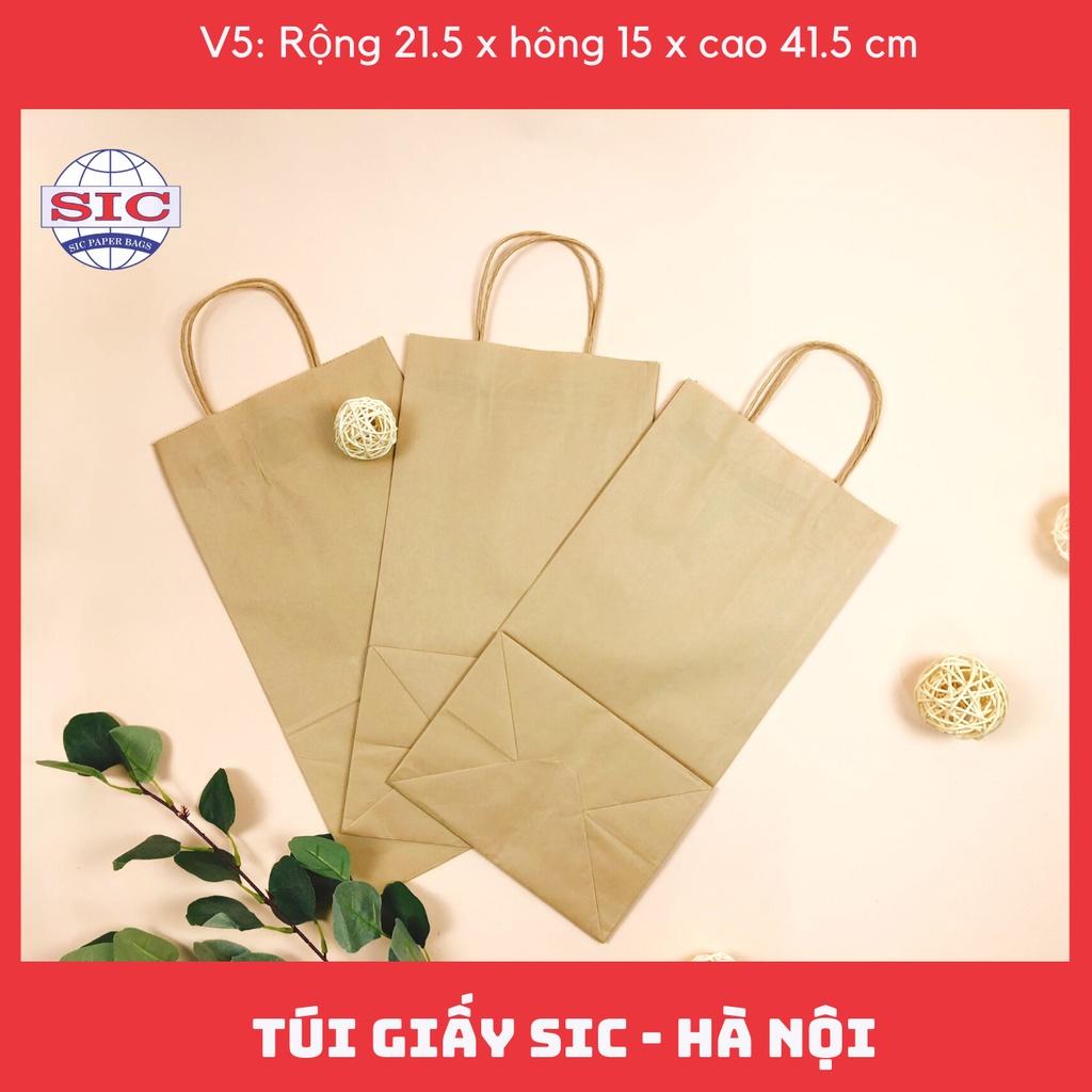 10 CHIẾC TÚI GIẤY KRAFT V5: 21.5x15x41.5 CÓ QUAI