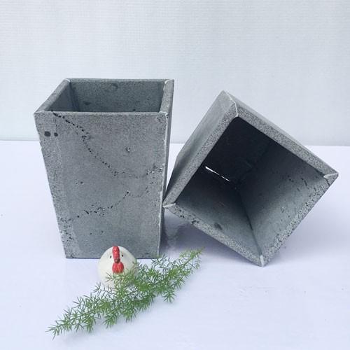 Chậu trồng hoa vuông 15x15cmx cao 20cm handmade đá ong xám