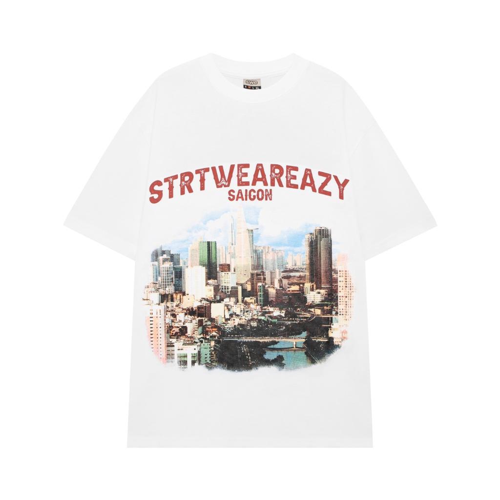 SWE - Áo phông unisex in hình cổ tròn SAIGON TEE Trắng ngắn tay cotton thoáng mát thời trang chính hãng