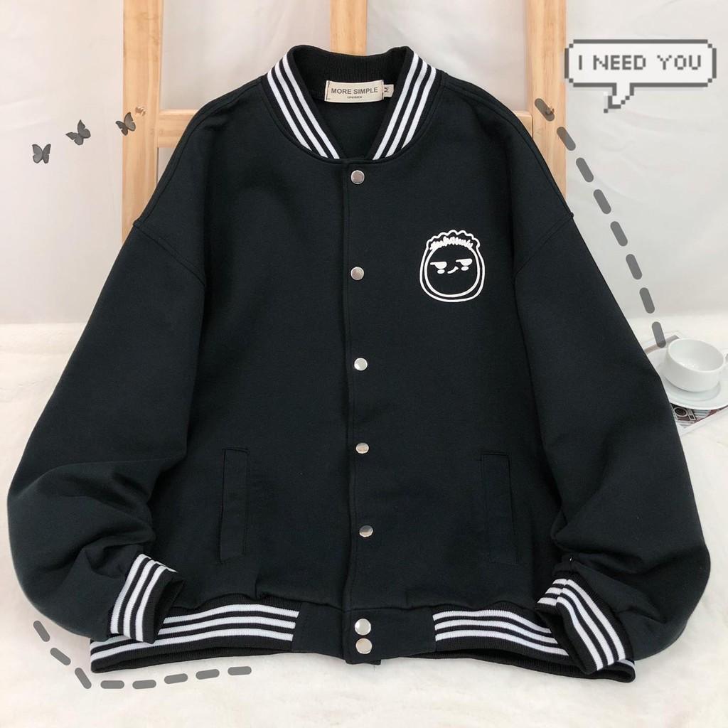 ÁO KHOÁC NỈ BOMBER FORM RỘNG ULZZANG UNISEX - GIN STORE