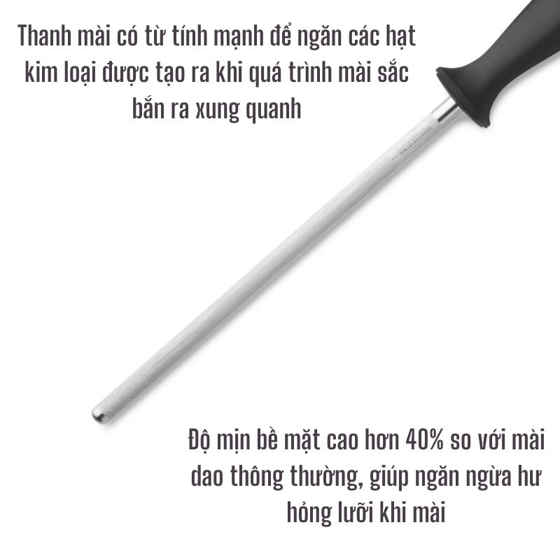 Thanh Thép Mài Dao Thép Carbon Và Mạ Niken-Crôm Wusthof 18cm - Made In Solingen Đức