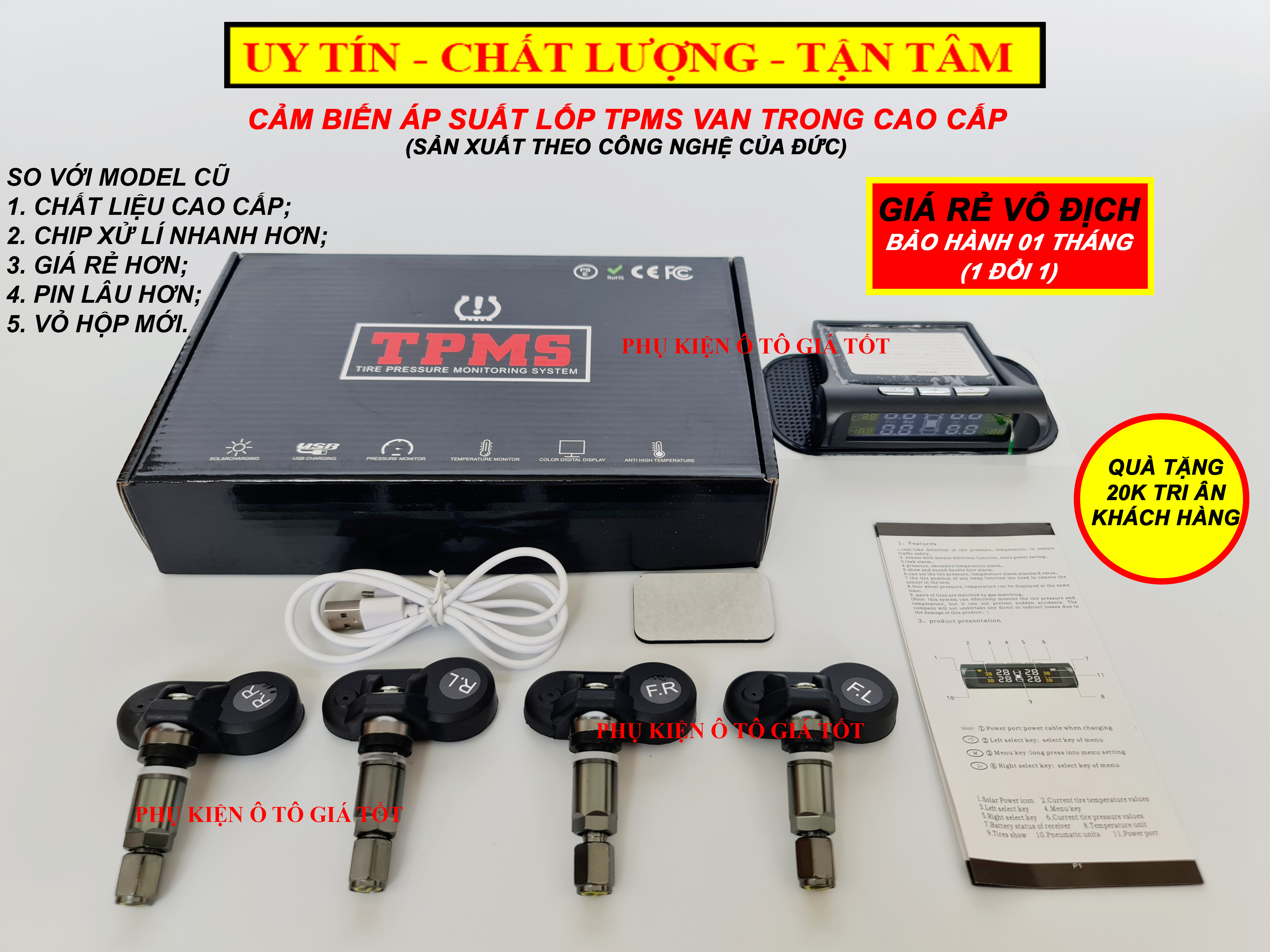 Cảm biến áp suất lốp TPMS Van trong, Van trong Android cao cấp