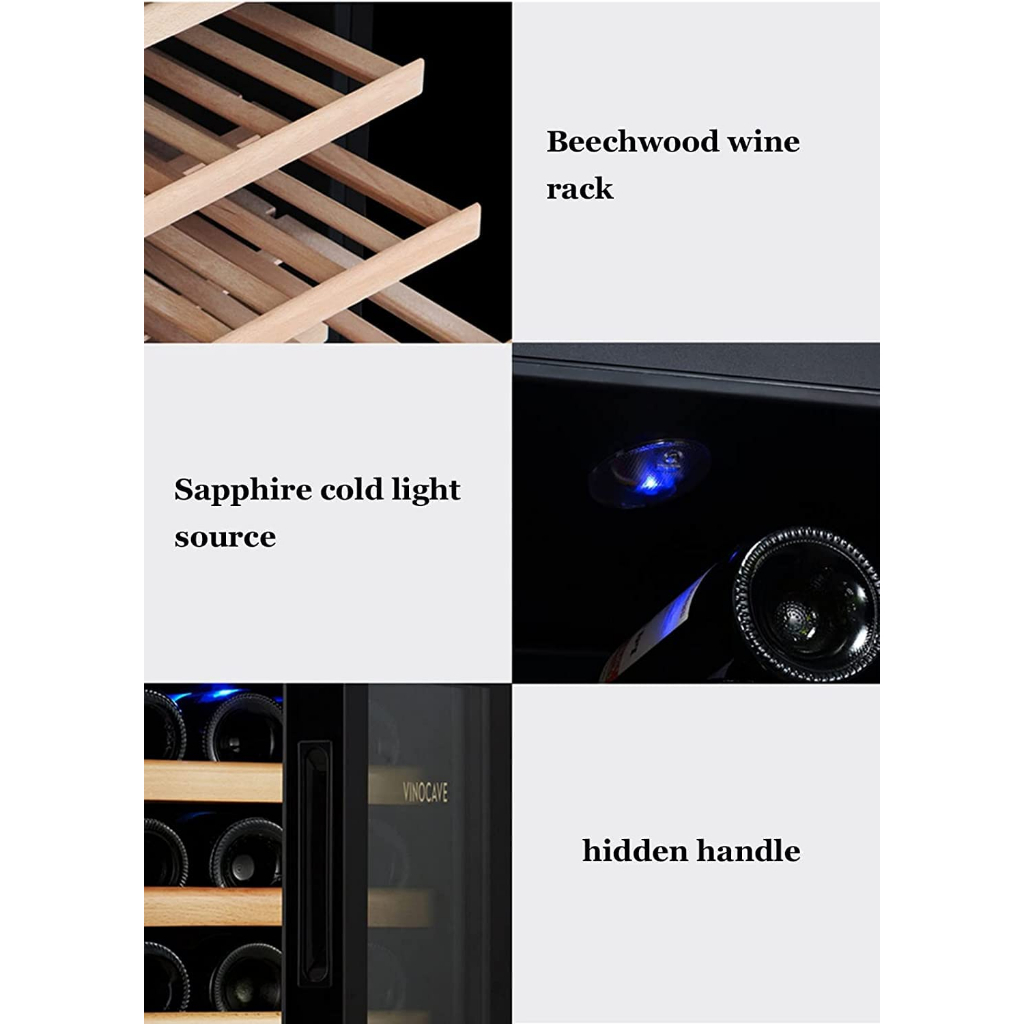 Tủ Vang 18 ngăn 46L JC-46AW Freestanding Wine Fridge with interior LED Light 12-18°C