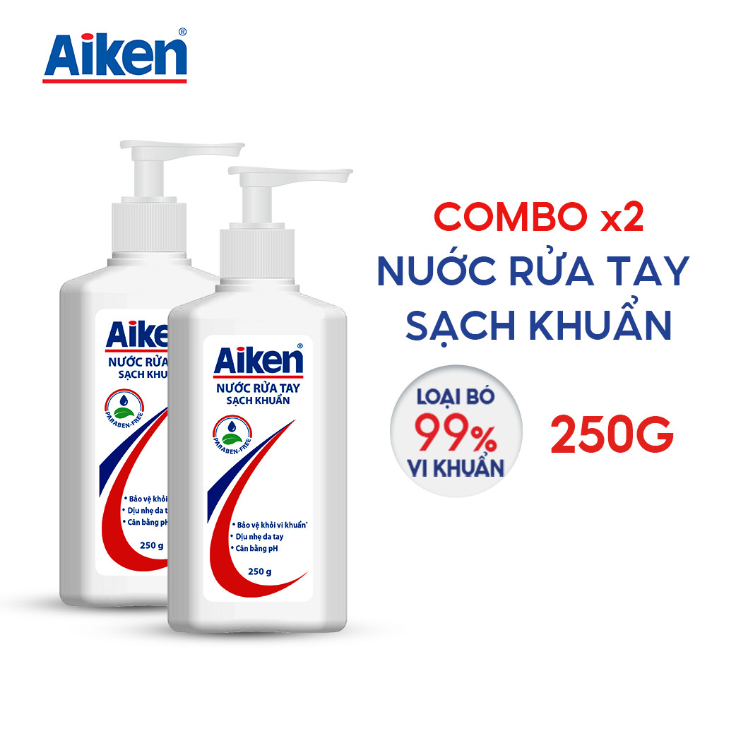 Aiken Combo 2 Nước Rửa Tay Sạch Khuẩn 250g/Chai