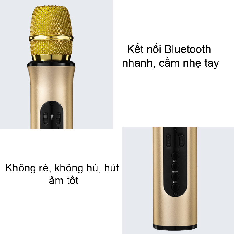 Mic Hát Nhạc Kiêm Loa Bluetooth Hát Karaoke Tại Nhà, Đi Du Lịch - Hàng Chính Hãng PKCB