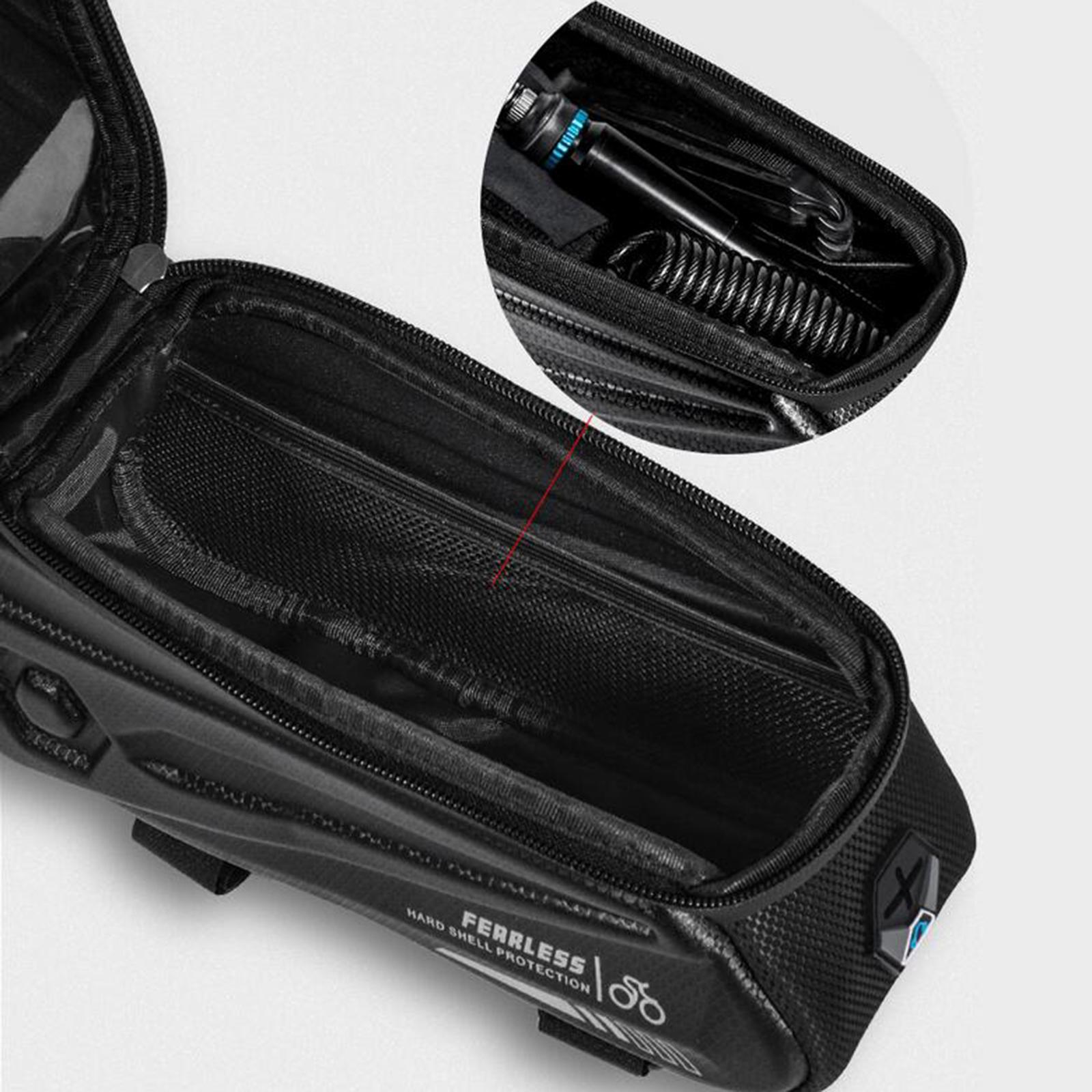 Bicycle Front Frame Bag Top Tube Crossbar Pouch Touch Screen Black