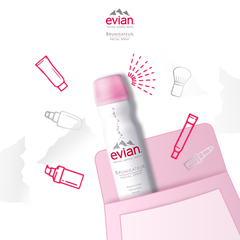 Combo 2 Xịt khoáng Evian Cấp Ẩm Và Làm Dịu Da Spray Brumisateur Natural Mineral Water 300ml + 50ml