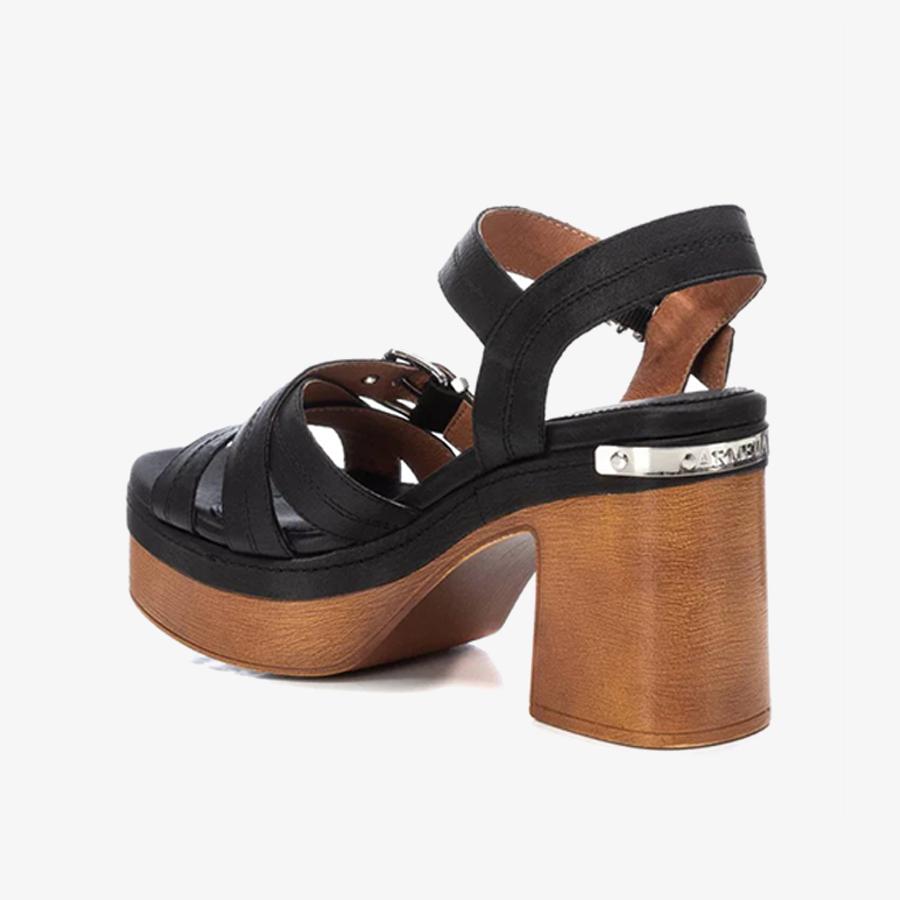 Giày Cao Gót Nữ CARMELA Black Leather Ladies Sandals