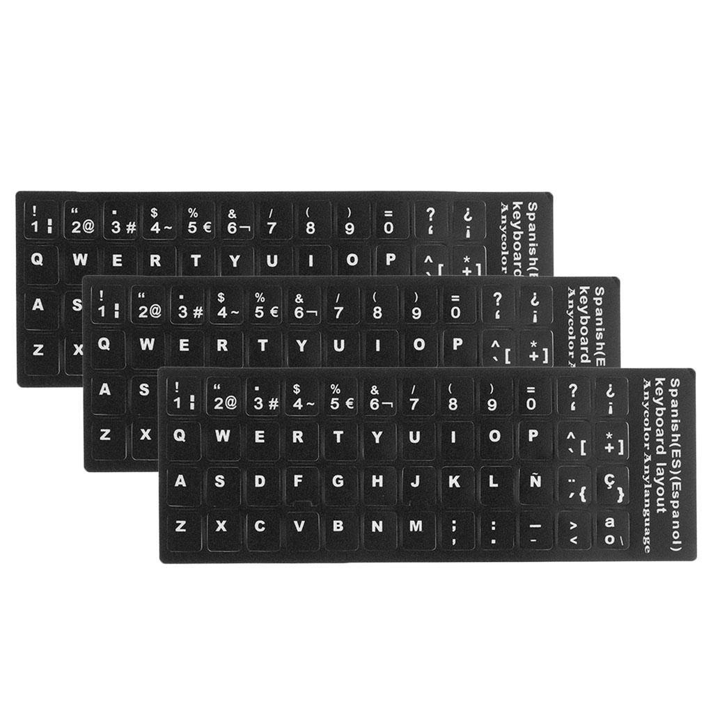 3xSpanish Letter Waterproof Super Durable Keyboard Skin Sticker Cover for PC