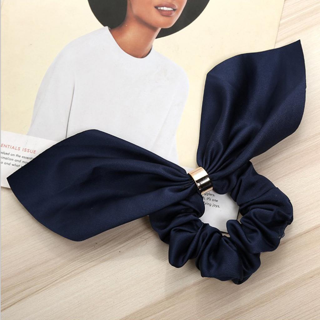 Women Girls Bowknot Hair Scrunchies  Ties Bands Accessories Blue