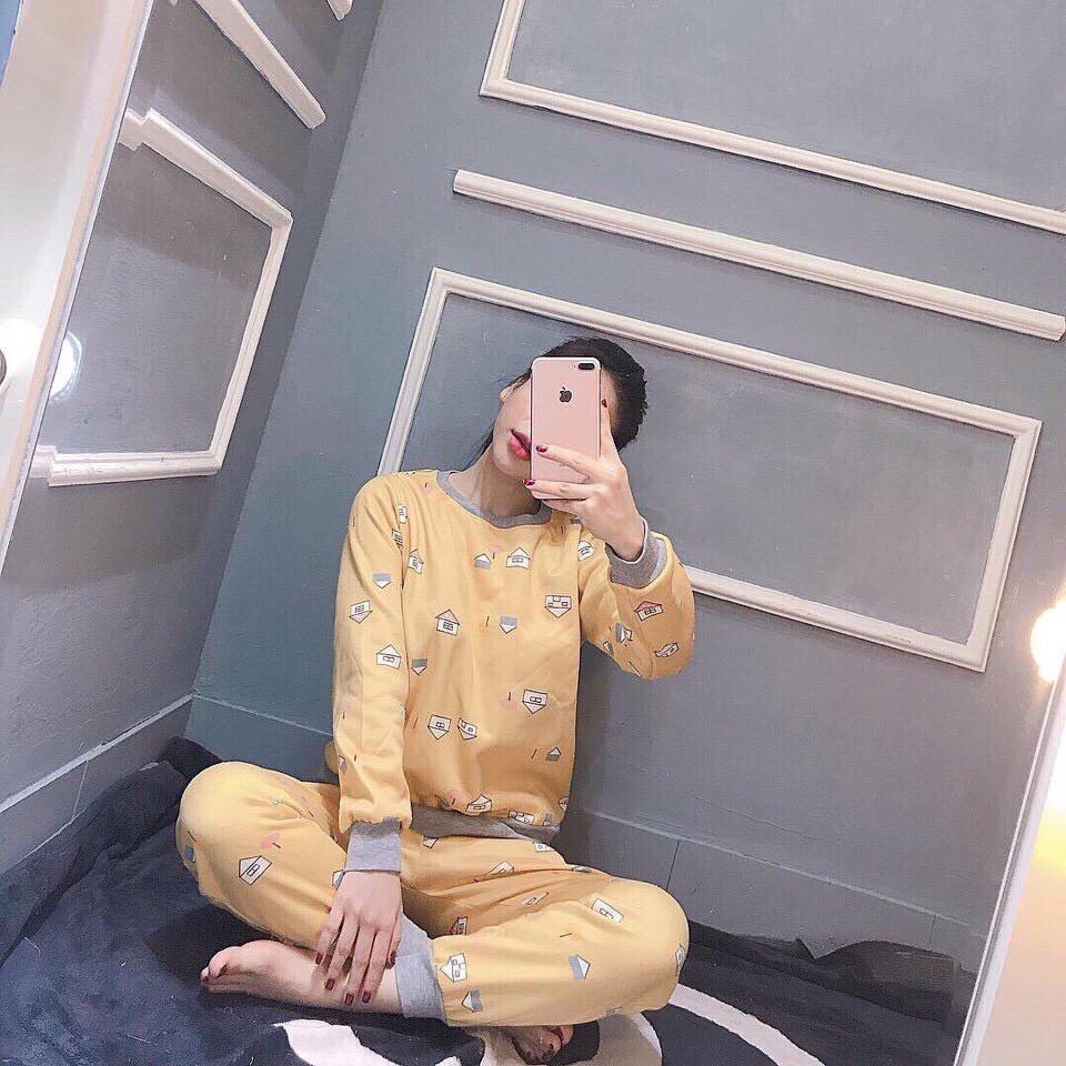Bộ Nỉ Bông Nữ Nhiều Hòa Tiết Chất Nỉ Lót Lông Qc Dày Dặn