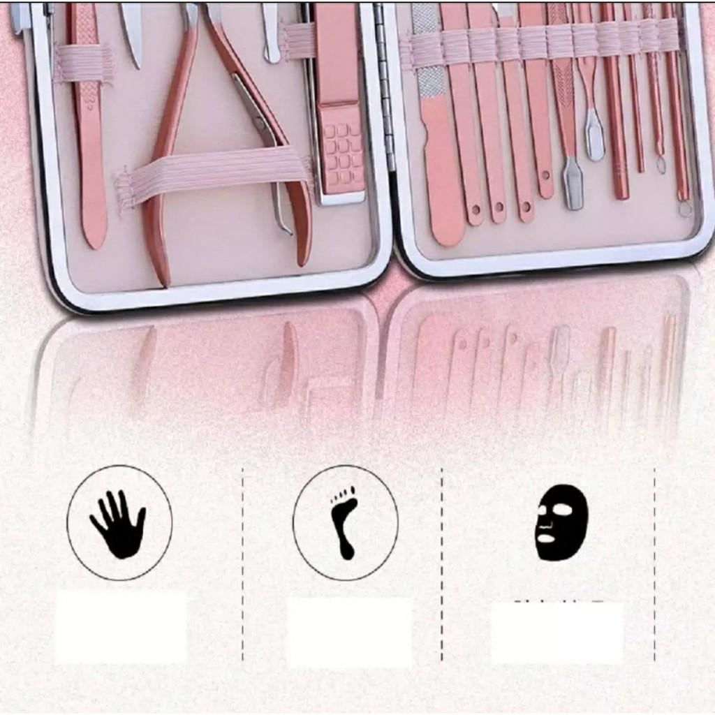 Bộ Kềm Cắt Móng Tay Chân 18 Món Cao Cấp Kèm Hộp Đựng Tiện Lợi Cho Gia Đình Và Tiệm Nail (HỘP HỒNG)