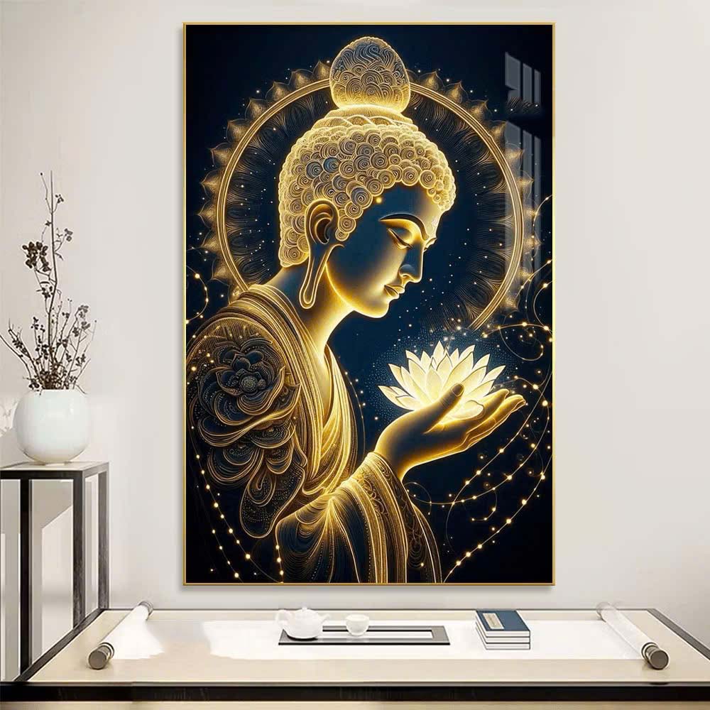 (HCM) Tranh treo tường tráng gương phật giáo 1 trang trí phòng thờ kèm đinh treo chuyên dụng