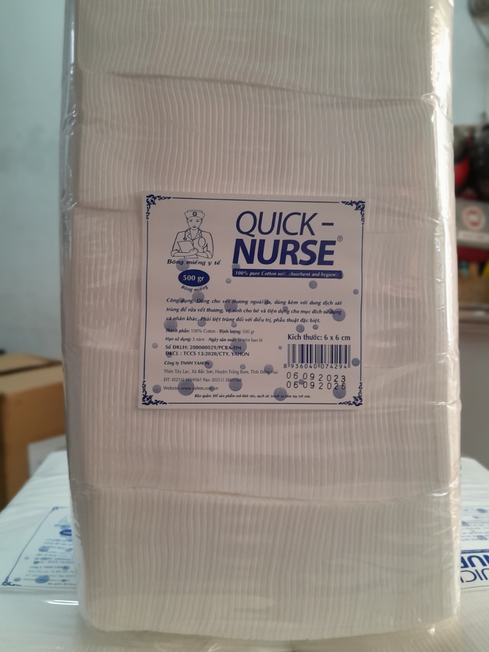 BÔNG CẮT MIẾNG QUICK-NURSE 6CMX6CM - 500GR