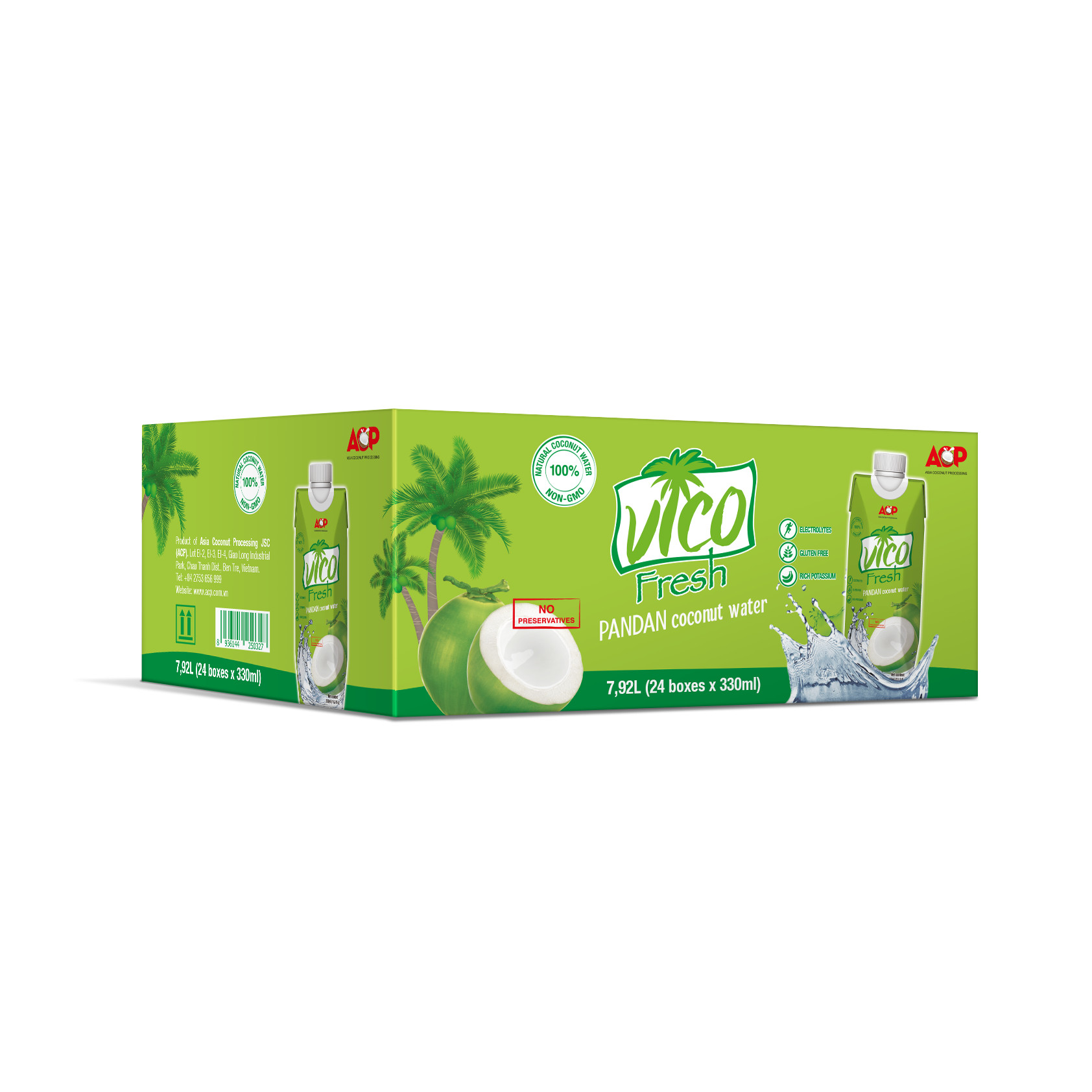 Thùng 24 hộp Nước dừa dứa Vico Fresh