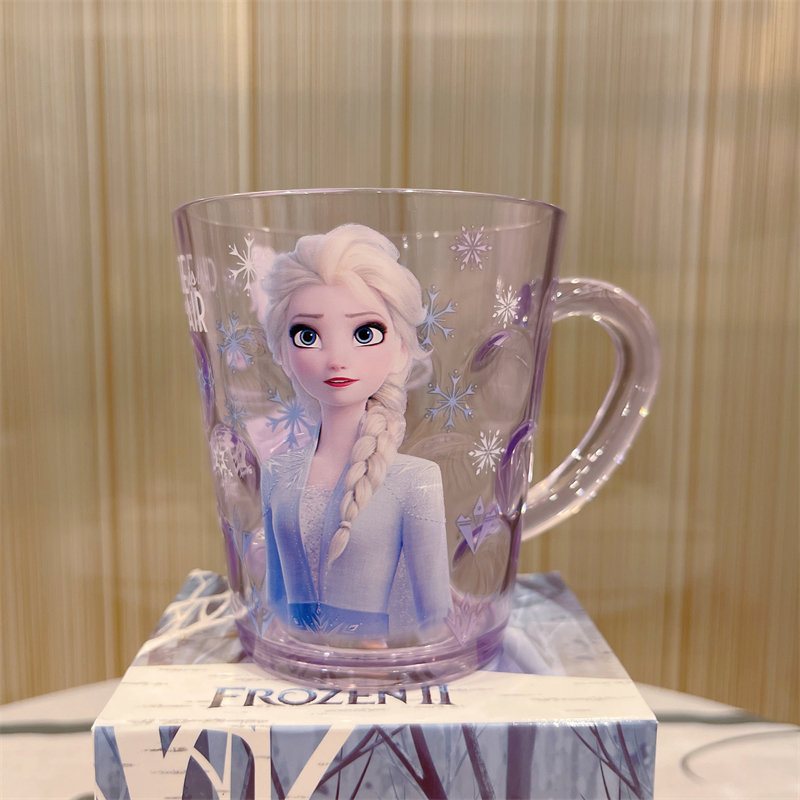 Ly nhựa pha lê trong suốt Disney có quai cầm tay hình Elsa và Anna Frozen 2 cho trẻ em
