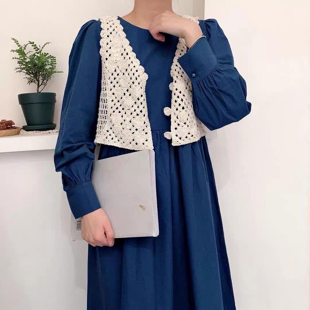 Áo gile croptop đan lưới đi biển, mix váy siêu xinh