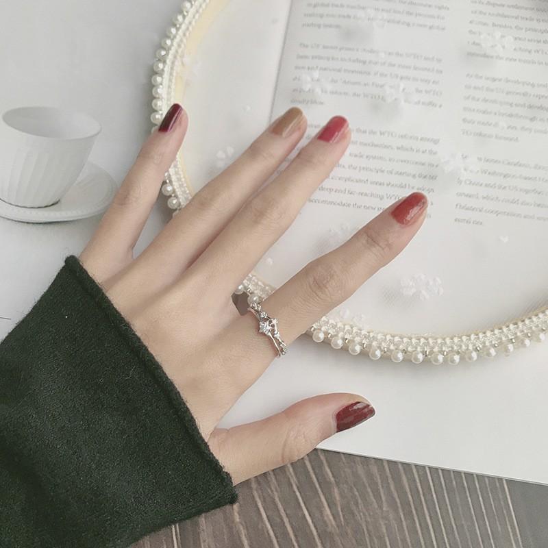 Nhẫn Nữ Bạc Ý S925 Mạ Bạch Kim Cao Cấp Hình Sao Cá Tính Dành Cho Bạn Gái - NT Silver
