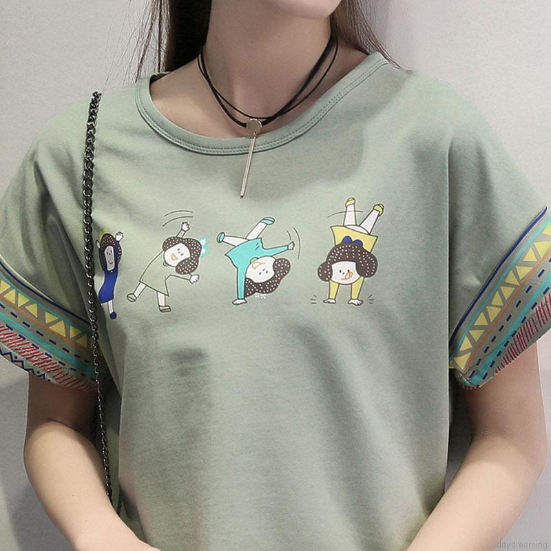 Áo thun nữ cổ tròn ngắn tay in hình thời trang