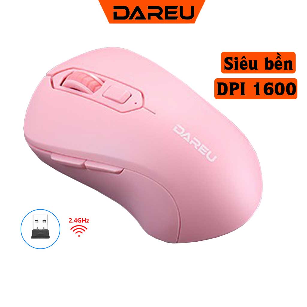 Chuột không dây Dareu LM115G Pink / Black / White dùng cho laptop, pc, tivi...Hàng Chính Hãng