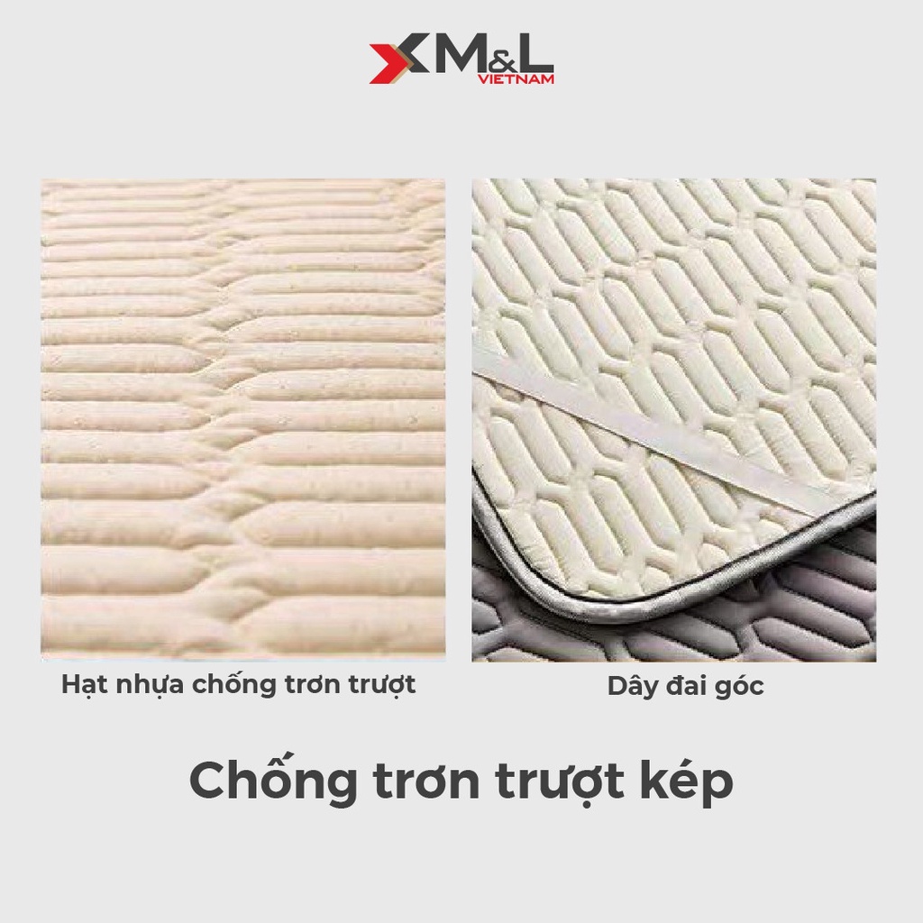 Chiếu điều hòa cao su non (kèm 2 áo gối) - vải lụa Nano mát lạnh M&amp;L CM1