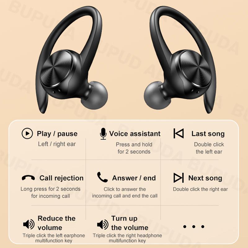 Thể Thao Không Dây Bluetooth Tai Nghe Có Mic IPX5 Chống Nước Móc Tai Bluetooth HiFi Âm Nhạc Stereo Tai Nghe Nhét Tai Dành Cho Điện Thoại