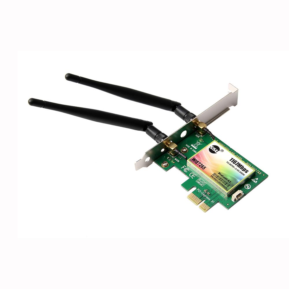 Thẻ WiFi AC 1200Mbps BT4.0 Thẻ điều hợp mạng PCIe không dây 5,8 GHz / 2,4 GHz Thẻ mạng PCI Express băng tần kép