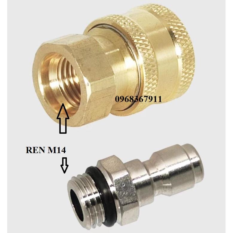 cút nối nhanh rửa xe ren M14, khớp nối nhanh máy rửa xe ren M14