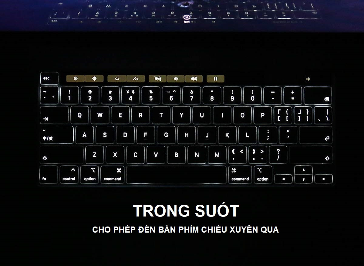 Miếng Lót, Phủ Bàn Phím dành cho Macbook đủ dòng - Màu Đen, Trong Suốt - Loại Silicon siêu mỏng - Hàng chính hãng