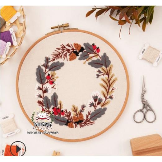 Combo Nguyên Liệu Thêu Tay Hoa Cỏ Sang Thu Chào Đông Cherish Handmade DIY Embroidery Tranh Trang trí - Bách hóa Na Na