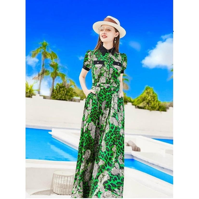 ĐẦM LỤA HỌA TIẾT CỔ SƠ MI CAO CẤP