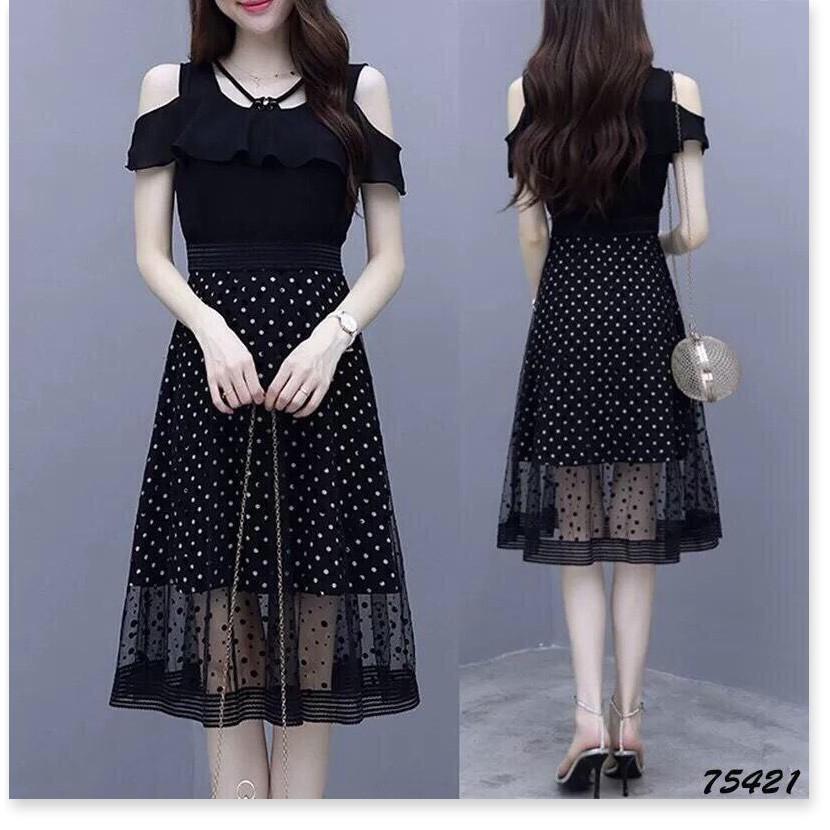 Đầm xòe tay con rớt vai siu xinh cho các nàng