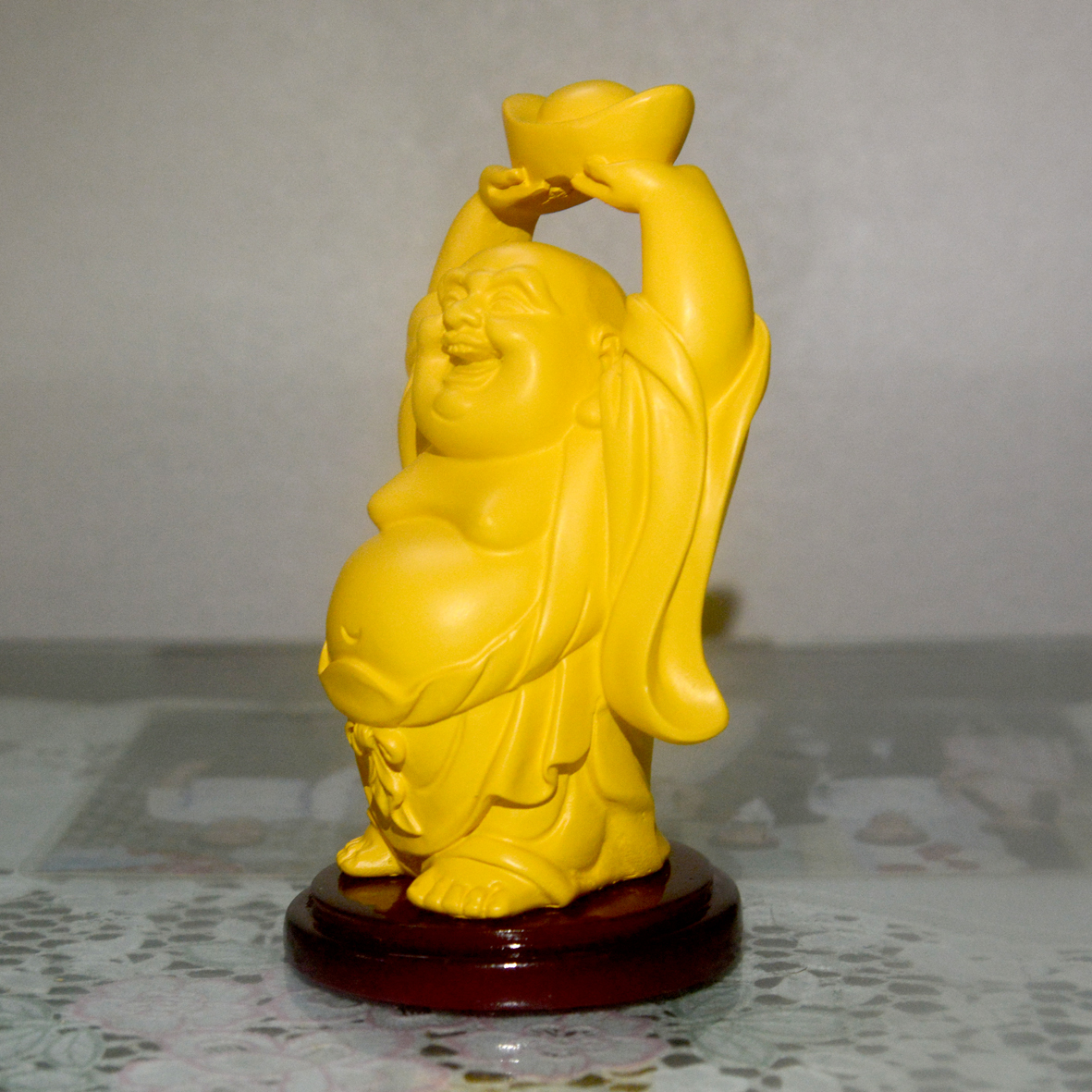 Tượng ngài Di Lặc Bồ Tát nâng thỏi vàng cao 12cm-nhiều mẫu