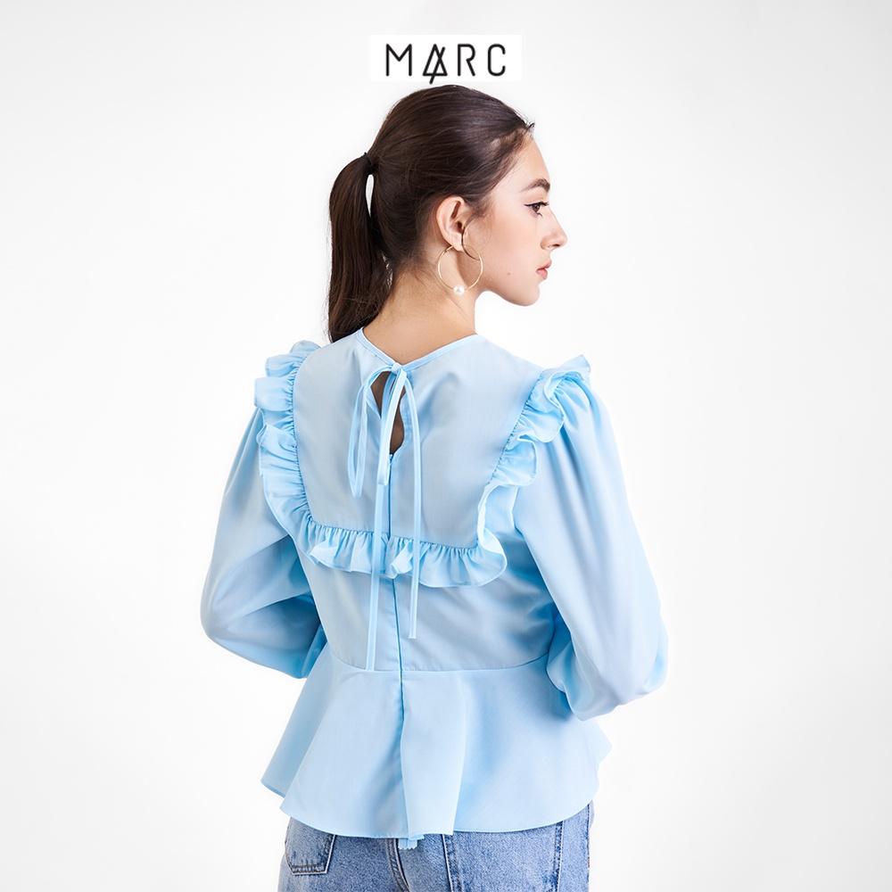 Áo kiểu nữ MARC FASHION tay dài xếp li ngực cổ phối bèo TRSH090622