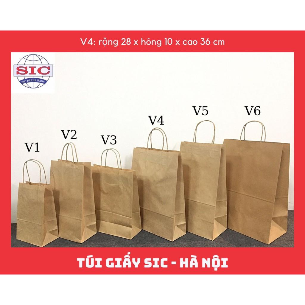 100 CHIẾC TÚI GIẤY KRAFT V4: 28x10x36 CÓ QUAI ( ẢNH THẬT)