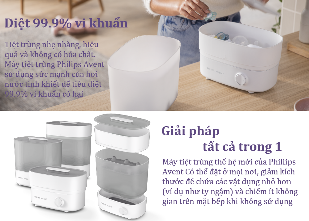 Máy tiệt trùng bình sữa 3 trong 1 Philips Avent Starlight SCF291/00